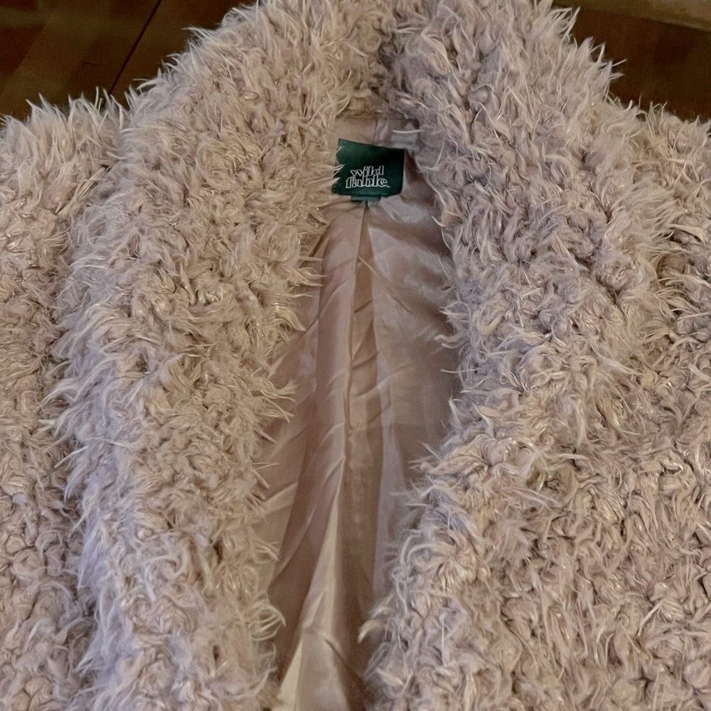 Wild Fable Faux Fur Coat in dusty-rose pink. - Picture 10 of 16